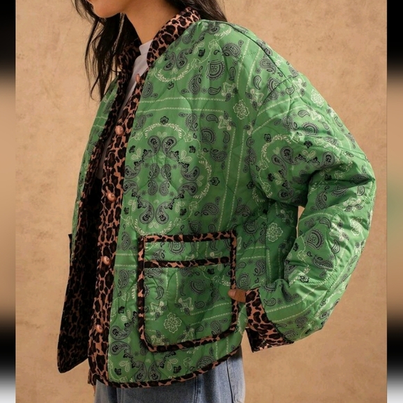 Leopard Print & Paisley Flower Patchwork Casual Cottonswear - Picture 5 of 5